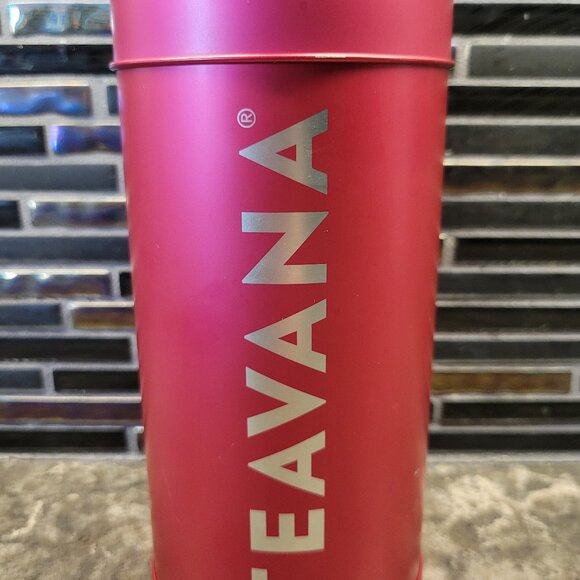 TEAVANA TEA CANISTER HOT PINK TIN LOOSE LEAF TEA STORAGE 8 OZ MADE IN JAPAN 2015 - Picture 1 of 10